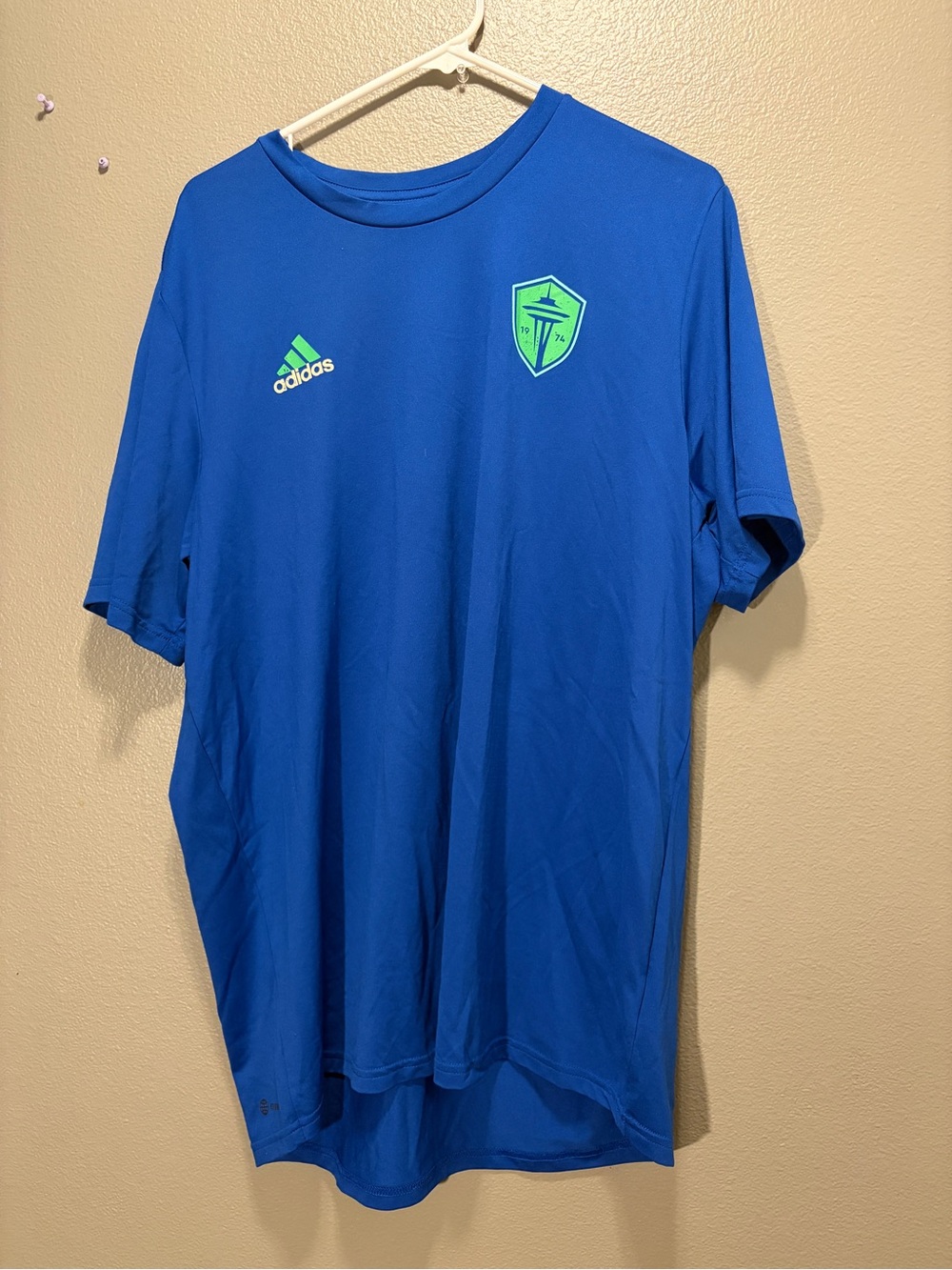 Adidas Seattle Sounders FC Mens XL Rave Blue Performance Graphic T-Shirt Top